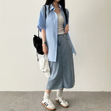 Lori Linen Oversized Fit Short Sleeve Shirt Shirt