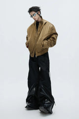 Deconstructed Wide Leg Wool Pants