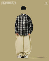 AN Washing Cotton Peach Balloon Wide Pants