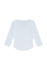 C 90S LINE SLIT NECK T-SHIRT_WHITE
