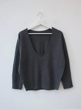 deep U-neck knit top