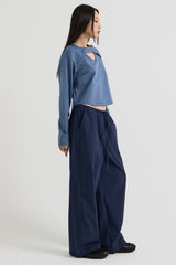 コットンレイヤード長袖Tシャツ, Navy