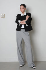 Wide string Sweat Pants_Melange Gray