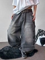 Kuchi Side Carpenter Zip Wide Balloon Pants 3color