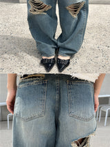 [OOTJ ITEM] ルステッドウィークデストロイドワイドルーズフィットロングデニムパンツ (Denim)