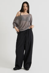 ニットワンショルダーTシャツ, Charcoal