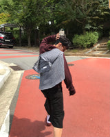 ワッフルハイネックフィンガーホールフーディー