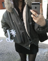 Fur hood vintage jumper