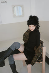 velvet cancan banding mini skirt