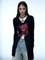 Emoha cosmo lady printed punk long shirt