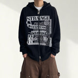 Menon Vintage Print Two Way Boxy Fit Knitted Hooded Zip-Up