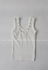 U-neck Punching Eyelet Ribbed Sleeveless