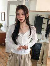[SHOPPERMADE] Sucre Cotton Eyelet Crop Cardigan (5color)