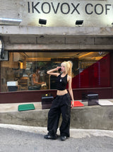 string low-rise cargo pants