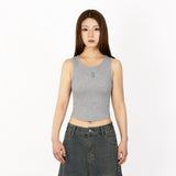 W Chest Logo Crop Short Sleeve GRAY