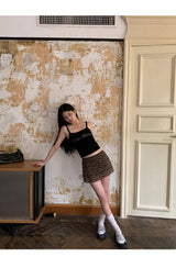 Leopard skinny pants mini skirt