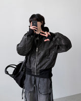アカザクロッピードレザージャケット