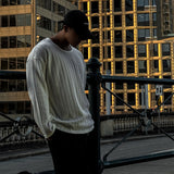 [HFORUS MADE]Forus Knitted pleats U - kneck long sleeves
