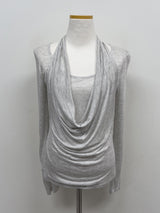 Shirred halterneck layered T-shirt