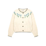 Flower Heavy Gauge Cardigan_Ivory