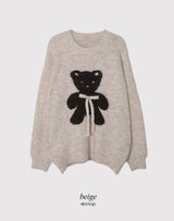 #Teddy Bear Ribbon Loose Knit (3color)