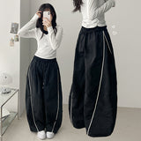 Rustle pin tuck wide string jogger pants 