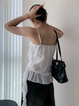 frill cancan sleeveless blouse top