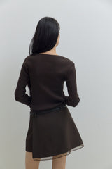 [MADE] Organza Layered Mini Skirt (dark brown)