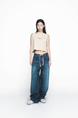 25SS ベーシックロゴウーマンクロップスリーブレス ダークベージュ