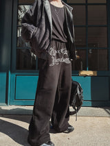 Zenith embroidered brushed wide pants