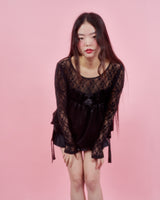 コサージュパフブラウス [BLACK]