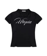 UTOPIA COLLAR TEE (BLACK) F26QB055