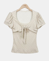 Kukin Check Ribbon Short Sleeve T-Shirt