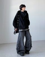 Stud Washing Hood Zip-Up