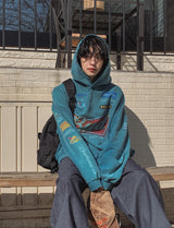 Bird Print Overfit Hoodie