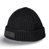 Leather logo watch cap beanie_cold black