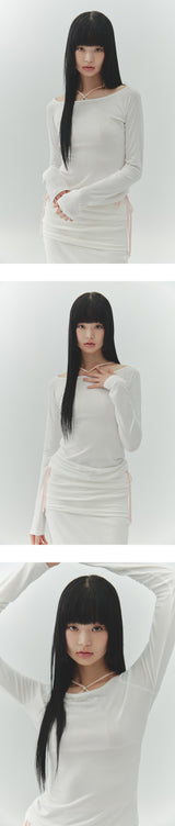 LOWER BOATNECK TOP white