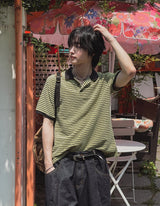 ベルストライプカラーショートスリーブTシャツ