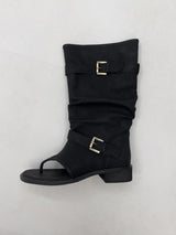 Two-buckle open-toe flip-flop boots