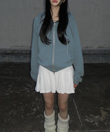 waffle hood zip-up