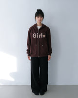 Girl zip-up hoodie - Brown