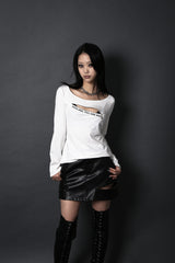 UNZIPPED LOGO T-SHIRT #WHITE