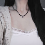 Rattan antique heart  beads necklace