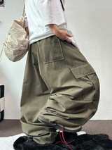 LOOSE CARGO BANDING BALLOON PARACHUTE BALLOON COTTON PANTS 💚🐣🖤 - 3 COLORS