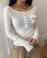 ソーレン ポケット Uネック ロングスリーブ Tシャツ