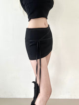 1438. Cross strap ribbon mini sk (2color)