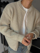 ASCLO Boucle Like Zip Up Cardigan (4color)