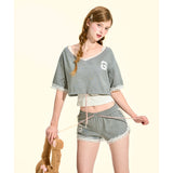 [GirlyFancyClub] Sporty Comfortable Lazy Loose Grey Shorts