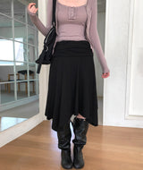 Kyou Unbalance Layered Shirring Skirt