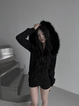 スリムファーフードジップアップ(fleece-lined / 3color)